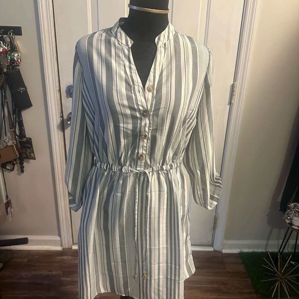 Striped grey and white Dress